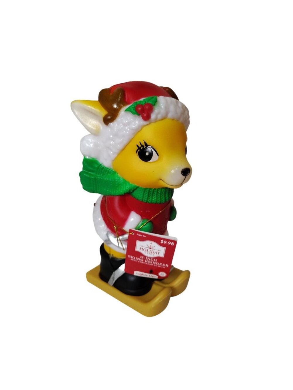 Holiday Time 11-Inch Skiing Reindeer Light-Up Tabletop Christmas Blow Mold
